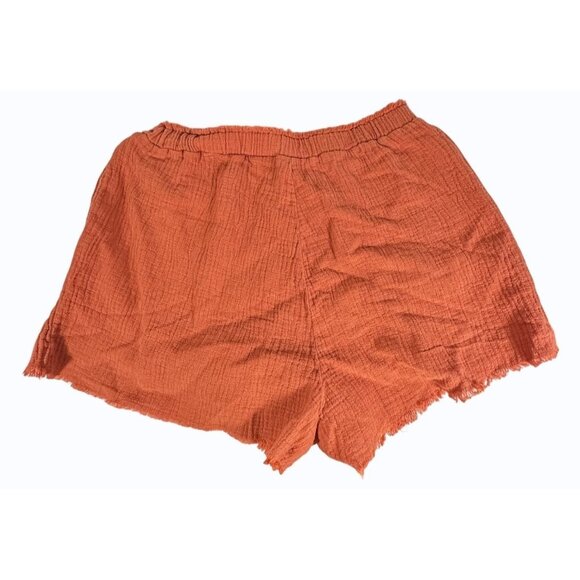 BlankNYC Women's Frayed Hem Stretch Waist‎ Rust Orange Shorts Cotton Blend Small - Picture 5 of 11